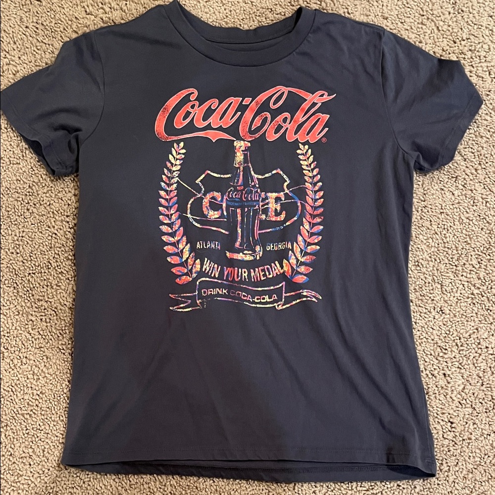 Coca Cola Dark Gray Tee with Vibrant Logo
